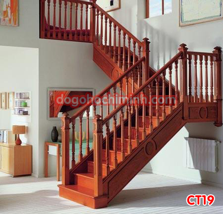 Cầu thang gỗ đẹp giá rẻ CT19